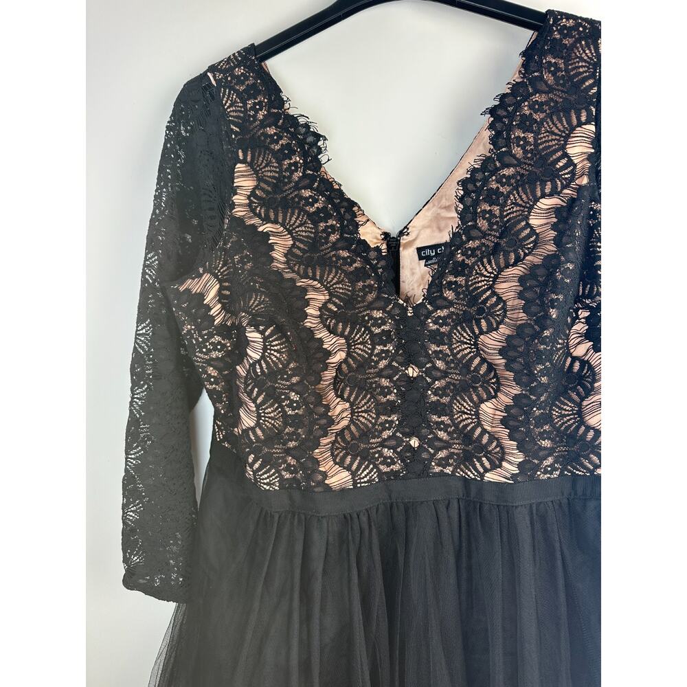 City Chic Rare Beauty Dress Lace Fit & Flare Black A Line Tulle XL Plus Size 22 - Picture 9 of 16